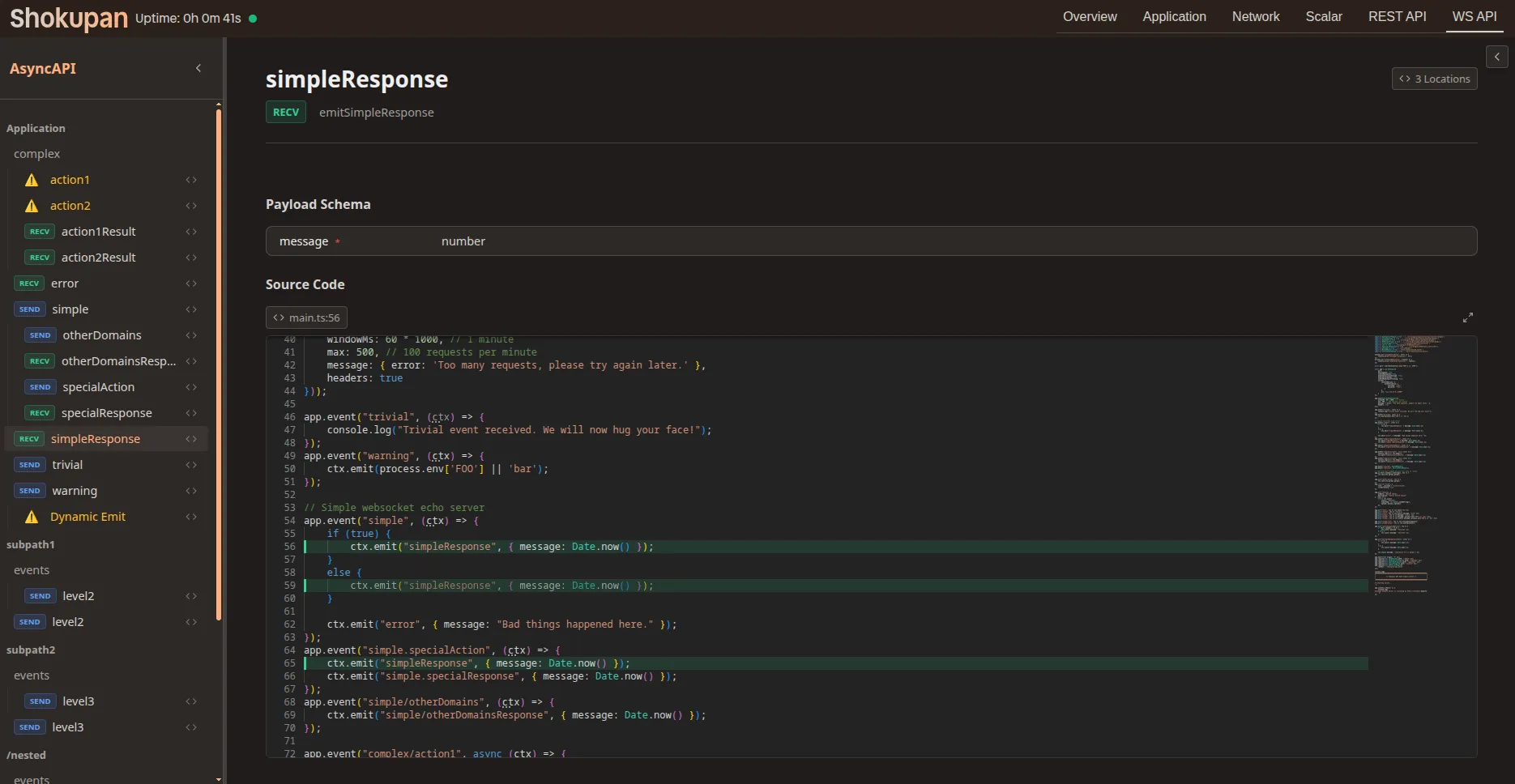 Screenshot showing WebSocket explorer